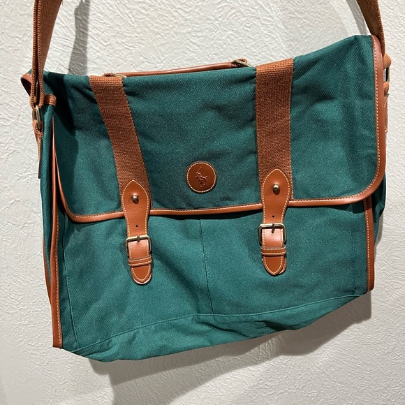 Polo Ralph Lauren Other - Polo Ralph Lauren Green Messenger Bag with Brown Accents NWOT